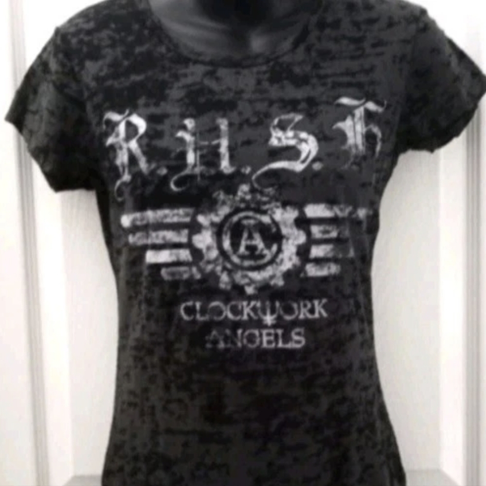 Rare! RUSH Clockwork Angels Tour Womens Fitted Sz M Band Tee, Cap Sleeves. HTF!